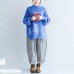 blue stylish casual cotton knit tops oversize autumn 2021 warm sweater