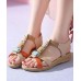 Orange Flat Sandals Cowhide Leather Handmade  best sandals for walking