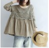 2021 fashion khaki floral knit pullover loose casual o neck sweater