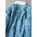 Plus Size Blue button V Neck Print Fine Cotton Filled coats Winter
