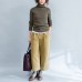 autumn green  fit sweater fashion casual high neck knit tops