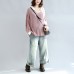 2021 fall pink casual knit tops plus size white neck ruffles fashion sweaters